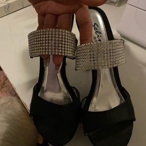 black heel with silver detailing